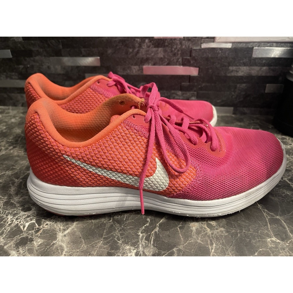 NIKE REVOLUTION 3 PINK ORANGE WOMENS RUNNING SNEAKERS SHOES US SZ 8.5 819303-601